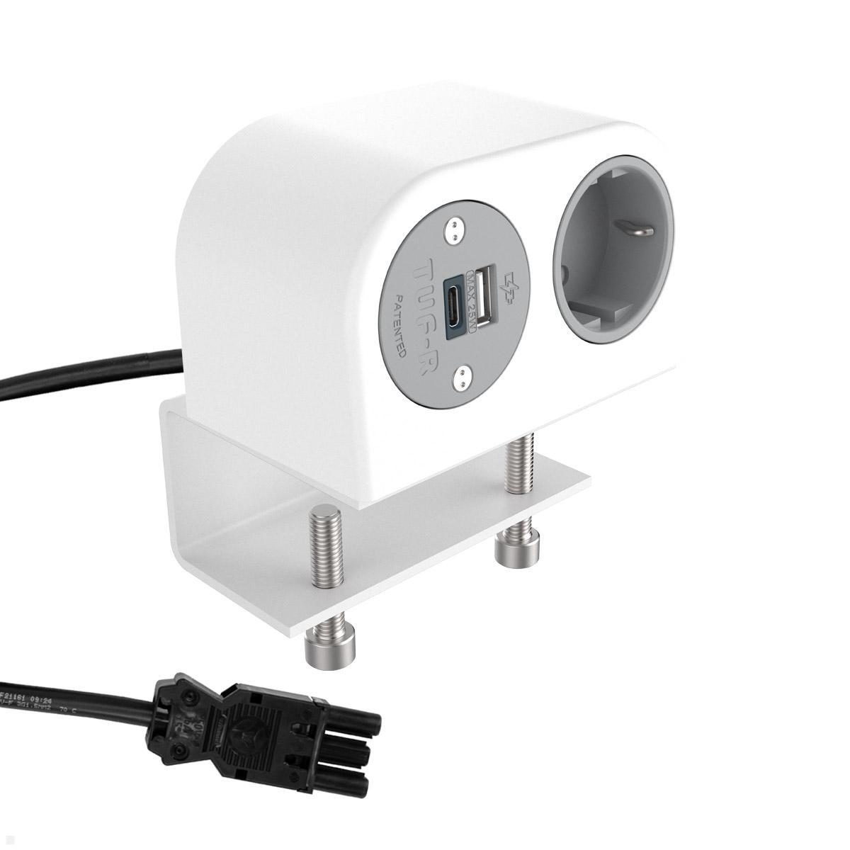 Dataflex Power Phase Tischanschlussfeld 1x Steckdose, 1x USB-A, 1x USB-C (25.200), weiß Dataflex Power Phase Tischanschlussfeld 1x Steckdose, 1x USB-A, 1x USB-C (25.200), weiß