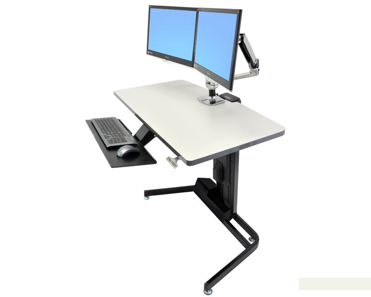 Ergotron 24-219-200 WorkFit-D Steh-Sitz-Arbeitsplatz mit doppelt Monitor