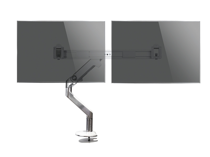 Humanscale M8 2-fach Monitor Tischhalterung (Durchschraub) Crossbar Alu/weiß