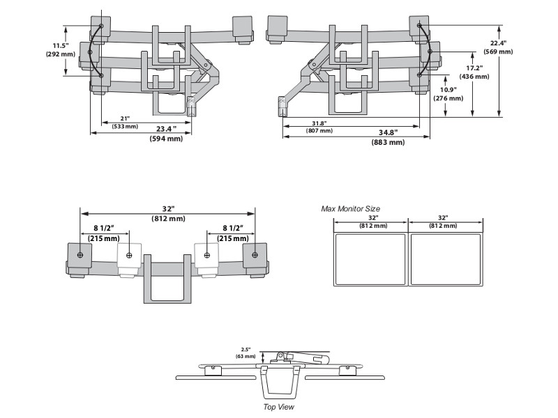 Ergotron HX Dual Monitorarm Monitor Wandhalterung (45-479-216)