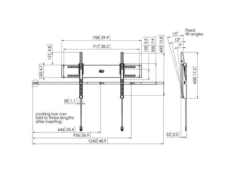 Vogels PFW 4610 diebstahlsichere Wandhalterung Zeichnung