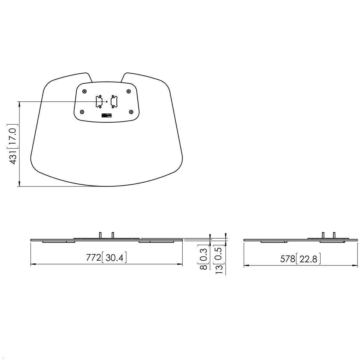 Vogels Zubehör Connect-it PFF 7020 Bodenplatte, silber, Zeihcnung Maße Vogels Zubehör Connect-it PFF 7020 Bodenplatte, silber, Zeihcnung Maße