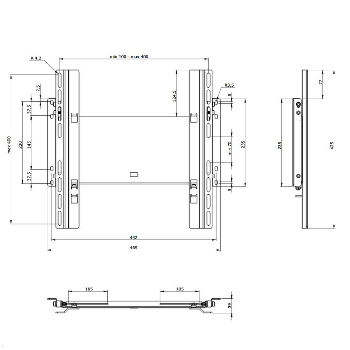 SMS FUNC Flatscreen Wandhalterung WM ST, schwarz Maße SMS FUNC Flatscreen Wandhalterung WM ST, schwarz Maße