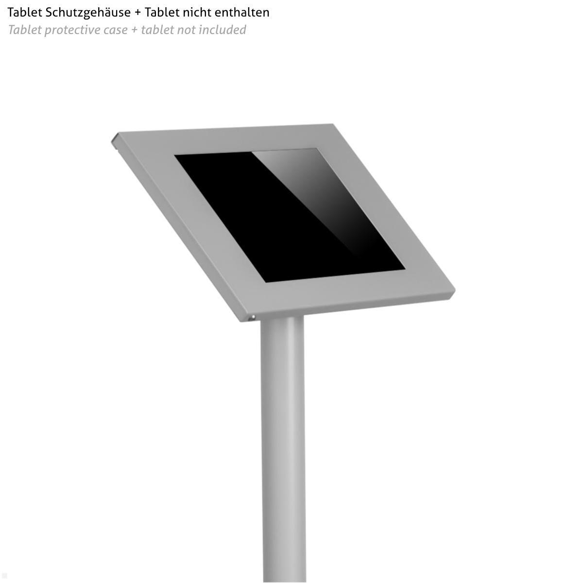 TabLines TBS003S Tablet Boden Standfuß, silber mit TSG und Tablet TabLines TBS003S Tablet Boden Standfuß, silber mit TSG und Tablet