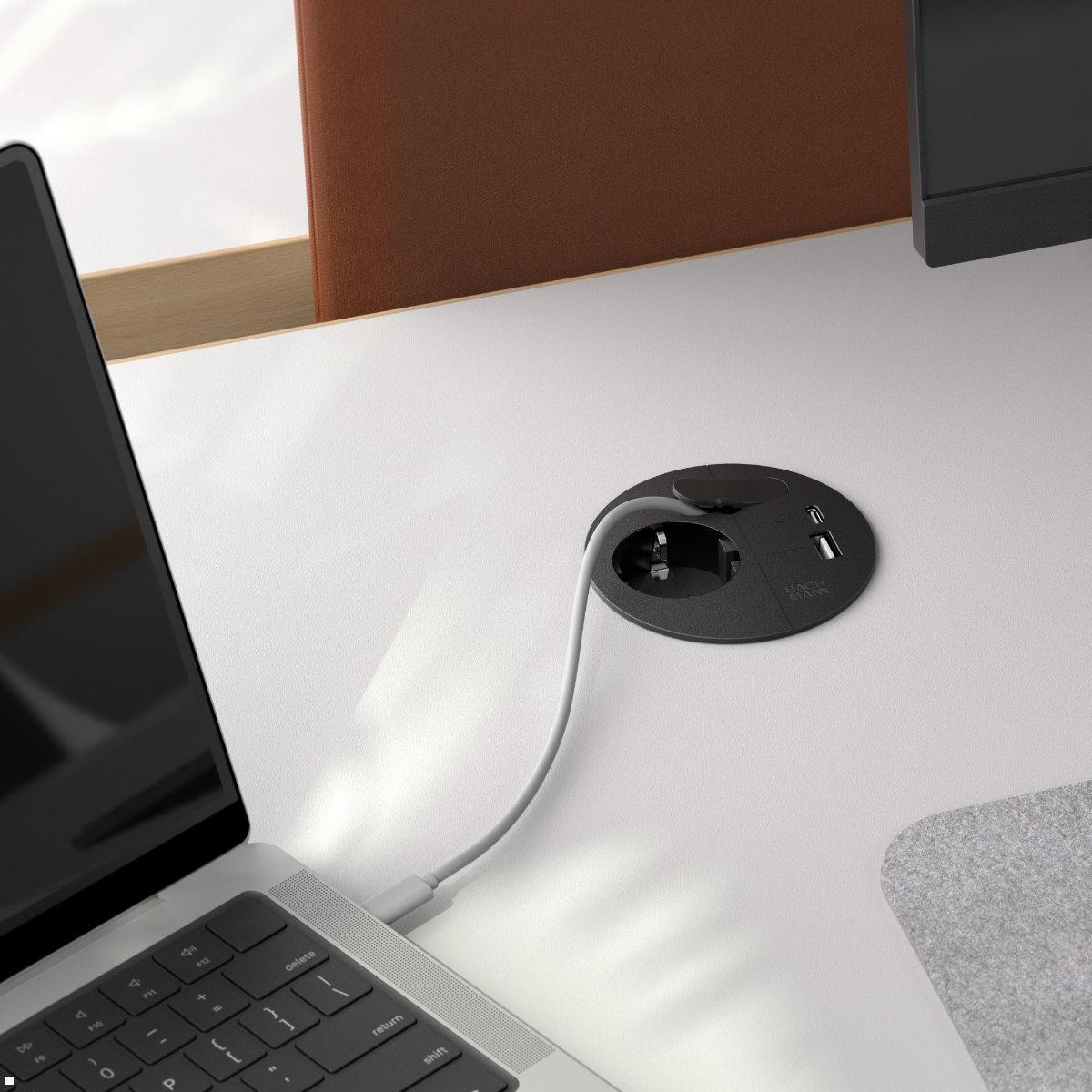 Bachmann LOOP IN CHARGE Steckdose USB A/C Winkelstecker, schwarz (938.201), Kabeldurchlass Bachmann LOOP IN CHARGE Steckdose USB A/C Winkelstecker, schwarz (938.201), Kabeldurchlass