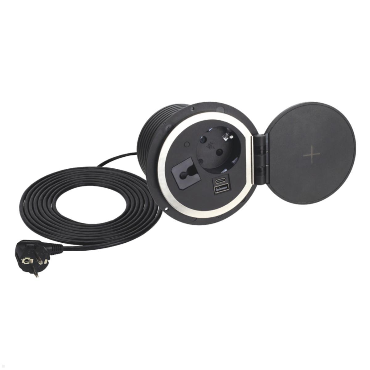 TecLines TES005B Einbau Steckdose mit 1x USB-A, 1x USB-C