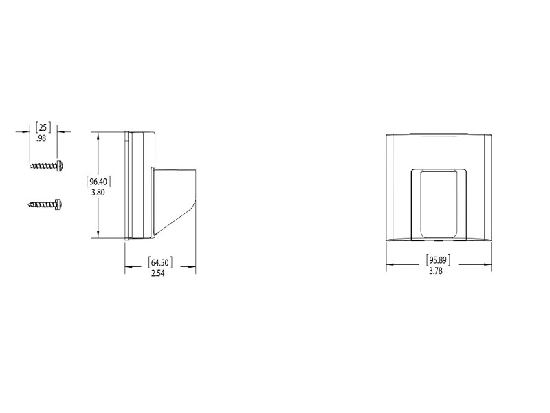 Humanscale M2 schwenkbare Display Wandhalterung M2HB2S Zeichnung