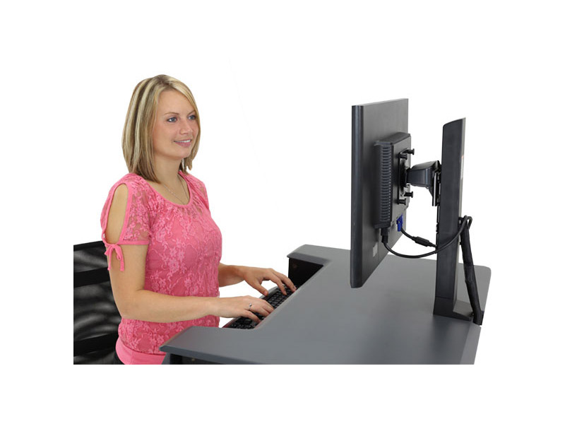 Ergotron 33-397-085 WorkFit-T Sit-Stand Desktop Workstation schwarz  seitlich Ergotron 33-397-085 WorkFit-T Sit-Stand Desktop Workstation schwarz  seitlich