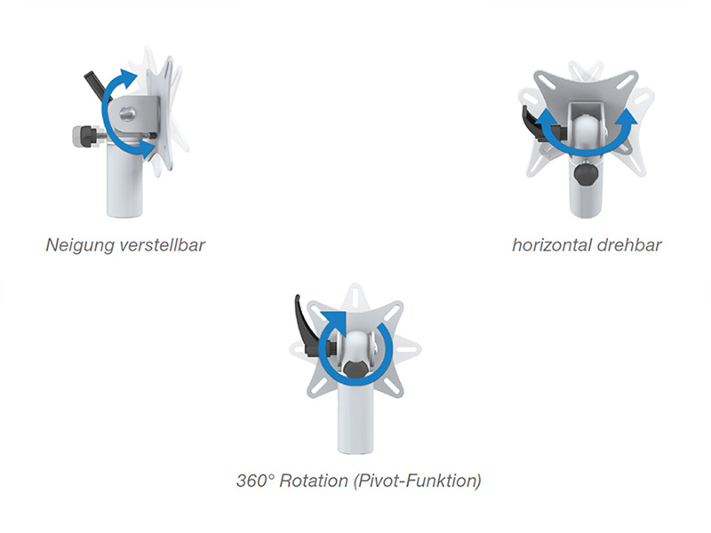 MonLines TFT-Star Tischhalterung Einbau ohne Kabelauslass grau Funktionen