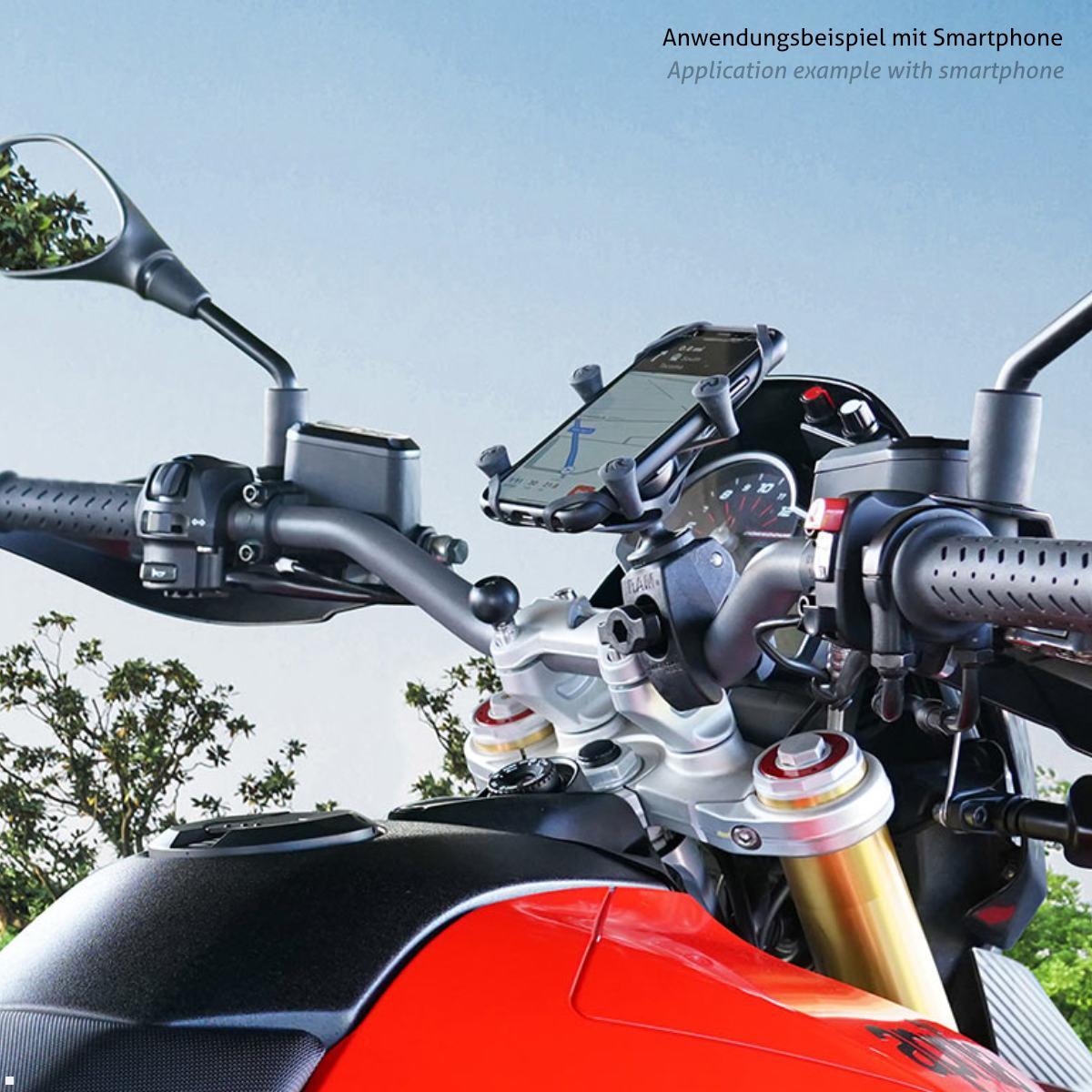 RAM Mounts X-Grip Universal Smartphone Halteklammer, B-Kugel (RAM-HOL-UN7-400U), schwarz Anwendung Motorrad