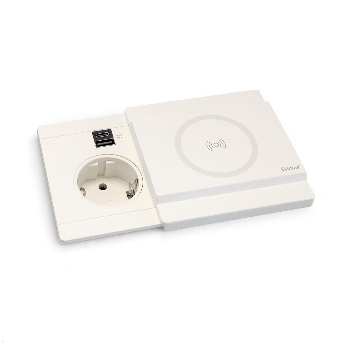 EVOline Schiebedeckel mit magnetischer Qi Ladefunktion für Circle80 USB 10W, weiß,mit Einbausteckdose (nicht enthalten)