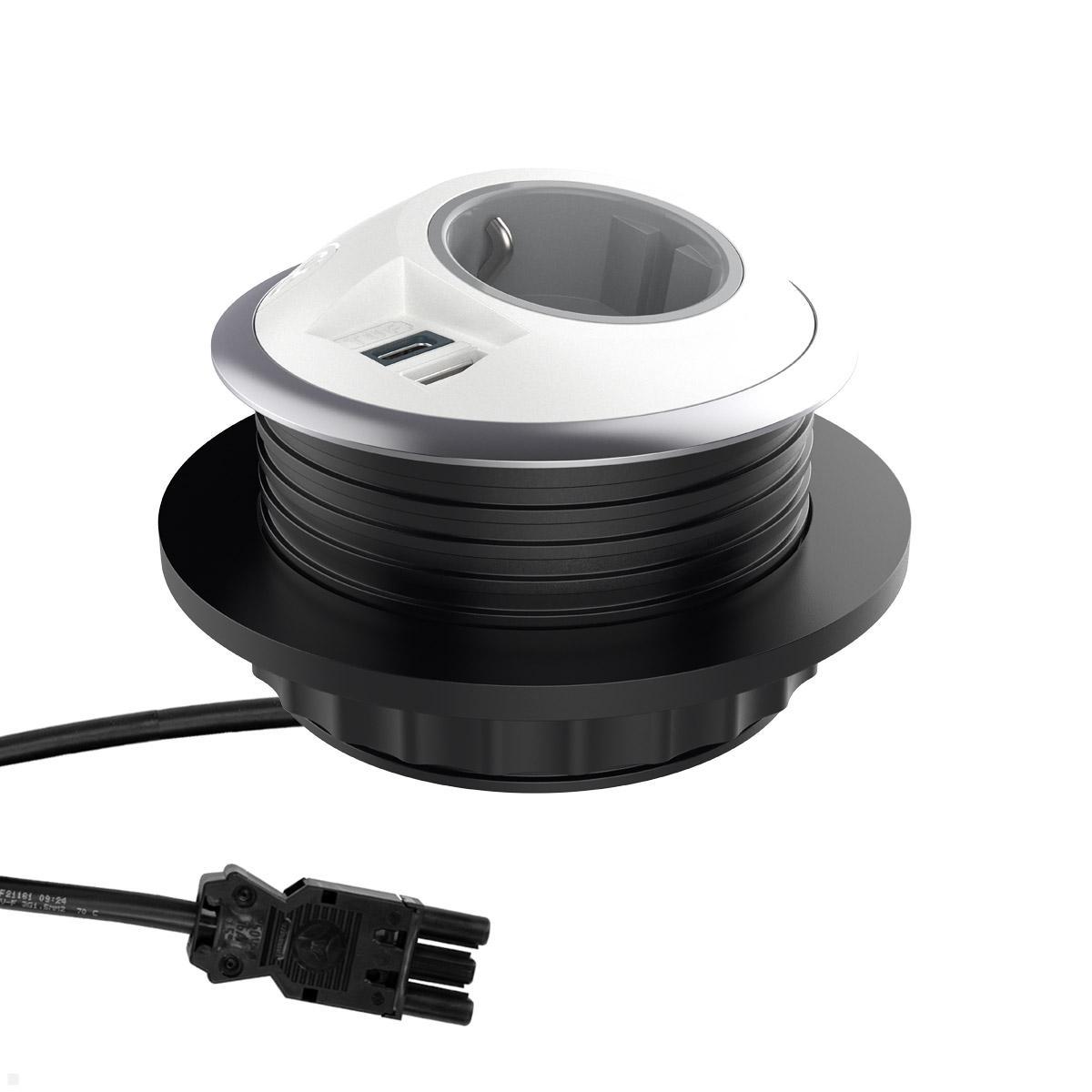 Dataflex Power PixelTUF Einbausteckdose 1x Steckdose, 1x USB-A, 1x USB-C (26.200), weiß Dataflex Power PixelTUF Einbausteckdose 1x Steckdose, 1x USB-A, 1x USB-C (26.200), weiß