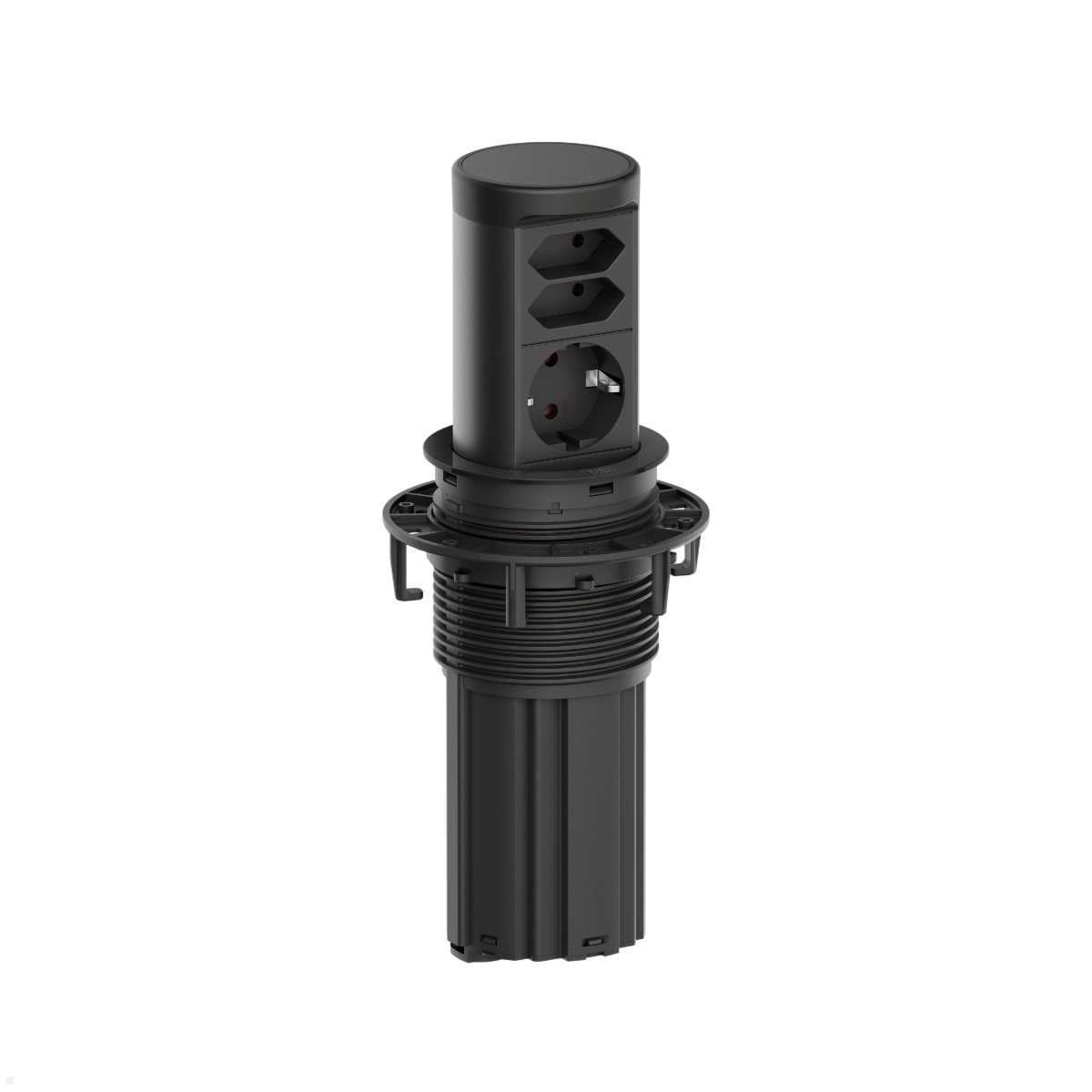 Bachmann ELEVATOR 2 versenkbare Einbausteckdose 3-fach 1x CEE7/3 2x Euro, Schwarz matt