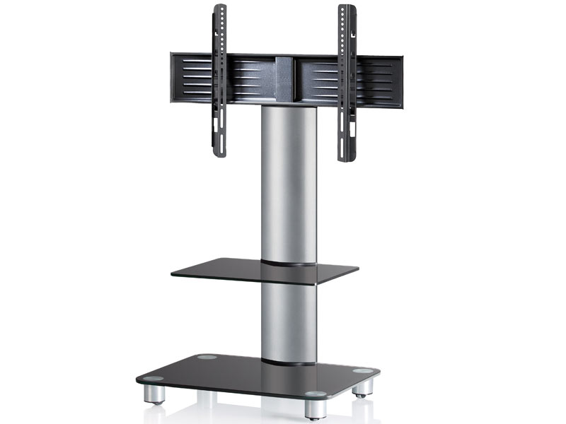VCM Tosal silber Fernsehständer mit Regal Schwarzglas inkl. Rollen, Abbildung ohne Monitor VCM Tosal silber Fernsehständer mit Regal Schwarzglas inkl. Rollen, Abbildung ohne Monitor