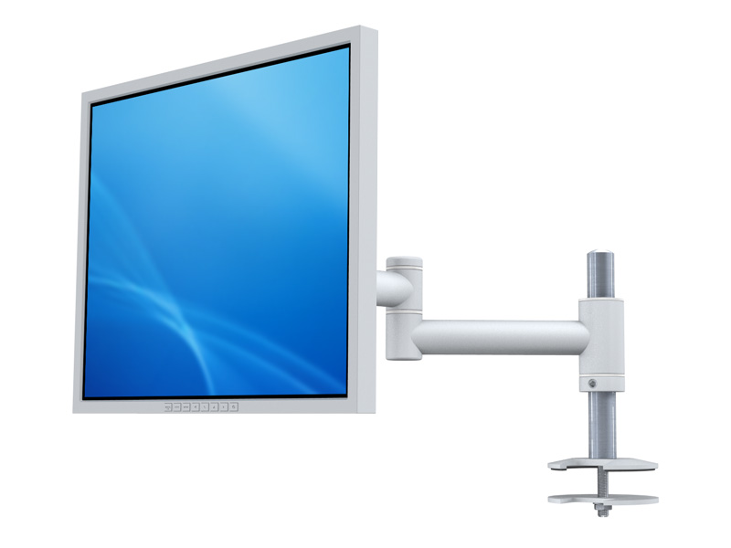 MonLines TFT-Vario Monitor Tischhalterung Einbau mit Kabelauslass grau Anwendung