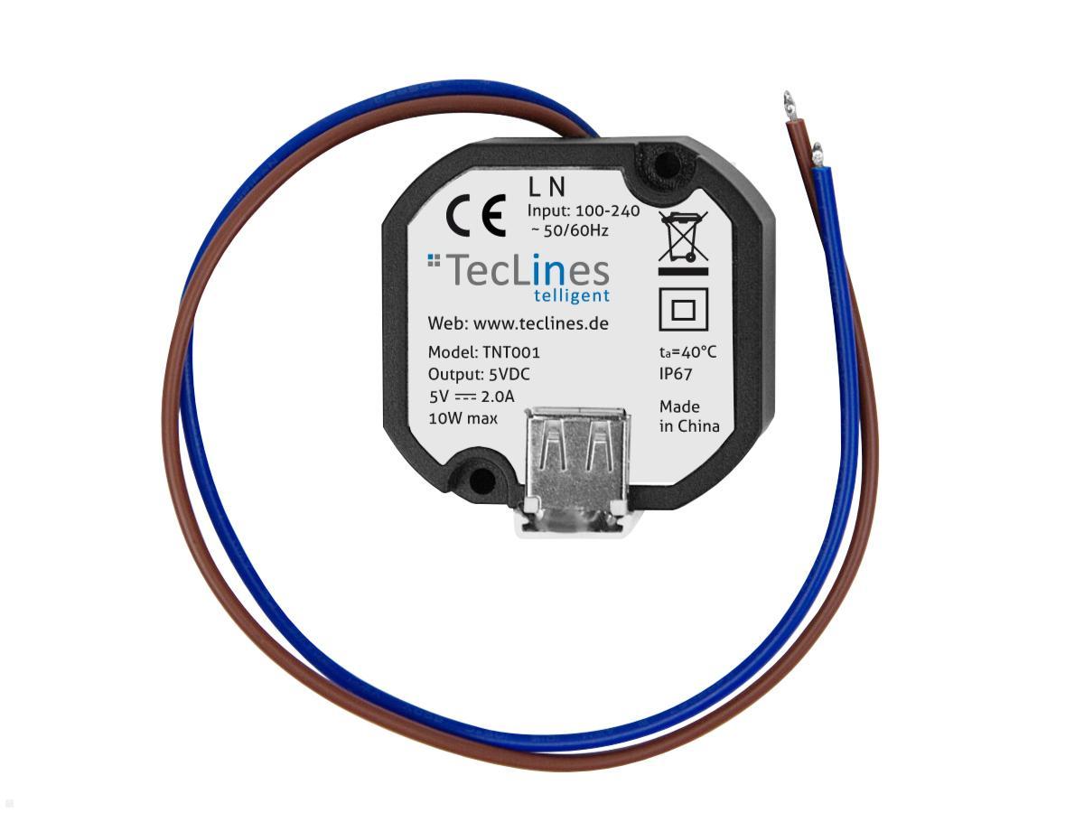 TecLines TNT001 Wandeinbau USB Netzteil Unterputz für Tablets