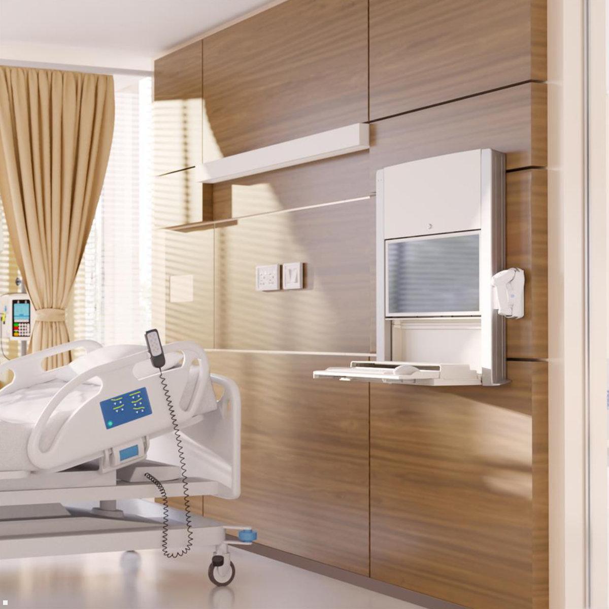 Ergotron CareFit PC Wandarbeitsplatz mit Gehäuse, weiß (61-367-030), Behandlungszimmer Ergotron CareFit PC Wandarbeitsplatz mit Gehäuse, weiß (61-367-030), Behandlungszimmer