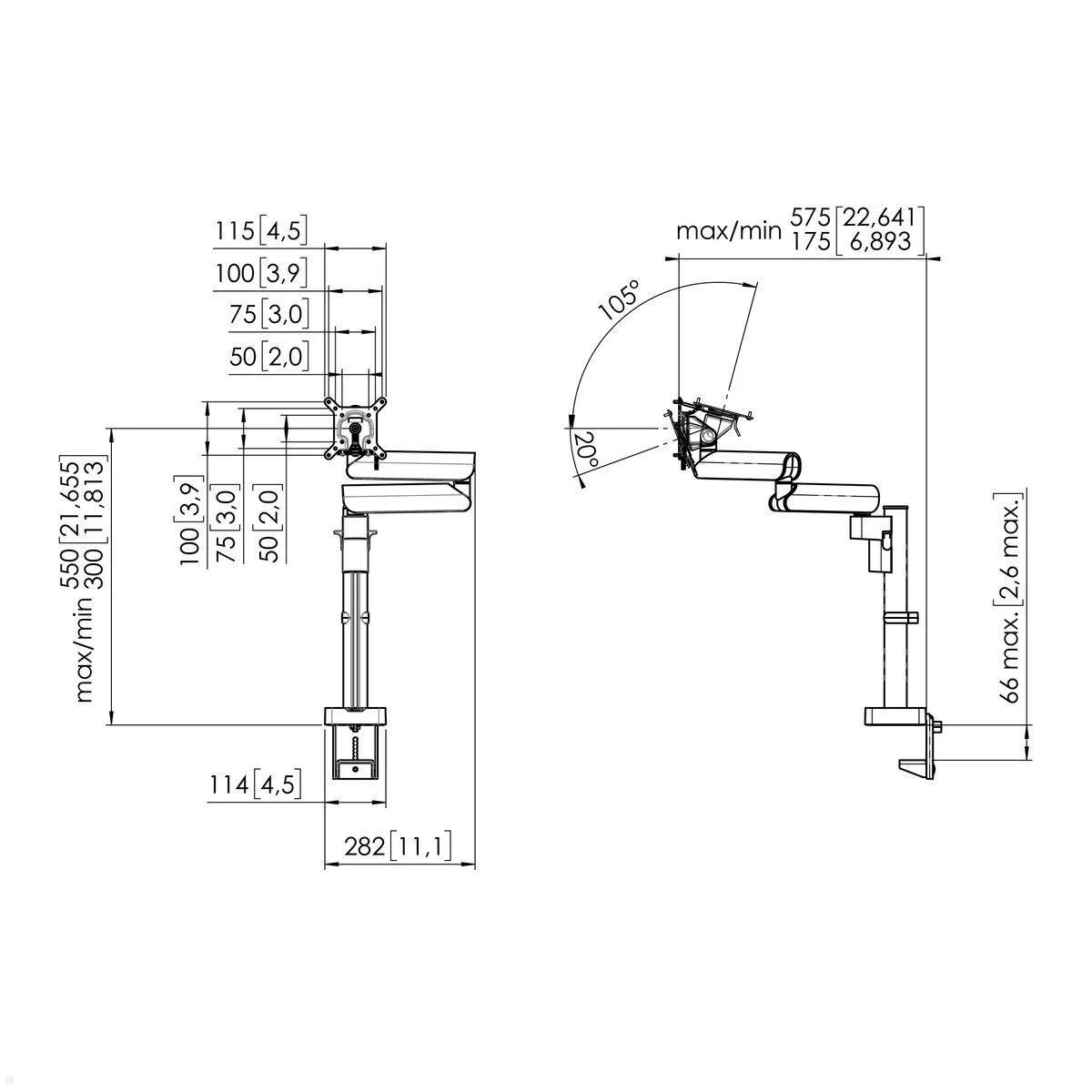 Vogels Motion MOMO 2137B Monitor Tischhalterung schwenkbar, schwarz, flexibler Displayarm Arbeitsplatz