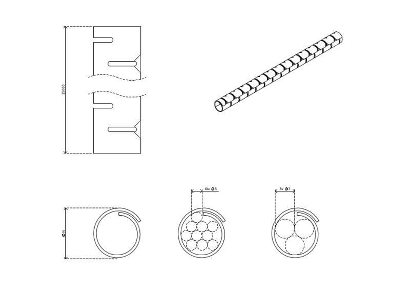 Dataflex Addit 33.711 Kabelschlucker ø15 mm/25 m Zeichnung Dataflex Addit 33.711 Kabelschlucker ø15 mm/25 m Zeichnung