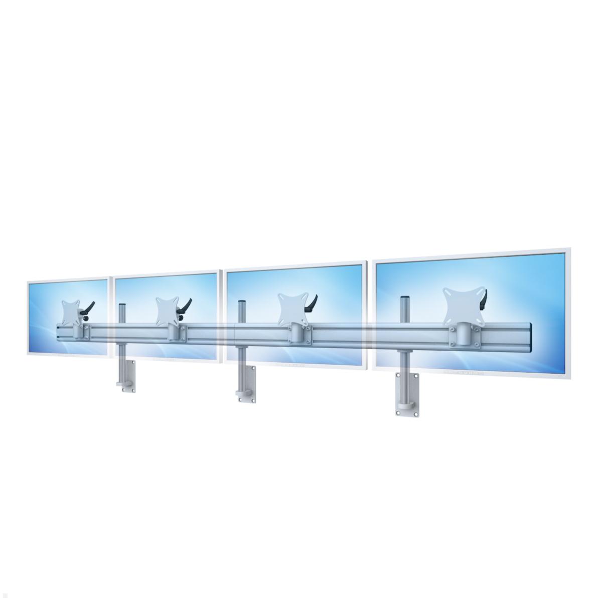 MonLines MWH219G Flat Wandhalter für 4 Monitore nebeneinander bis 32 Zoll, grau