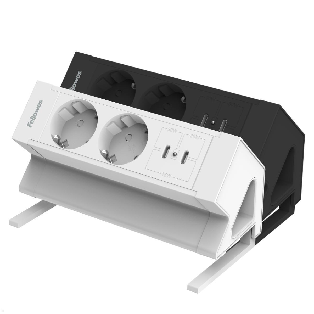 Fellowes Power Desk Up 2.0 Tischsteckdose mit 2x Steckdose, 2x USB-C Charger, Farbauswahl
