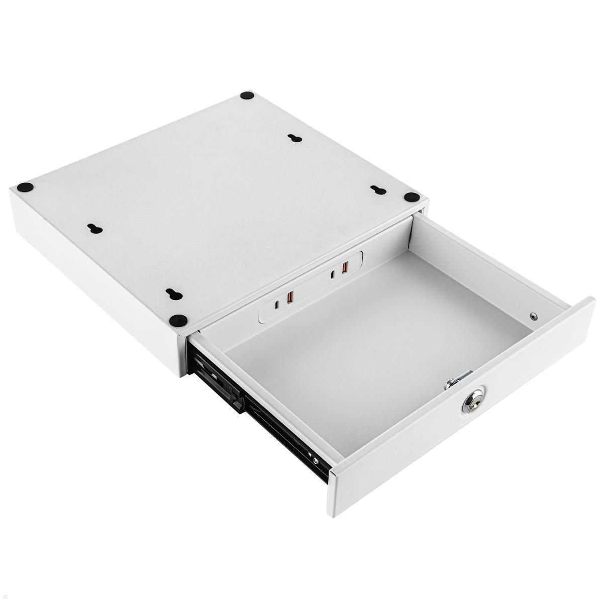 Fellowes Drawer Unterbau Schublade mit USB A/C, Innenansicht mit Anschlüssen