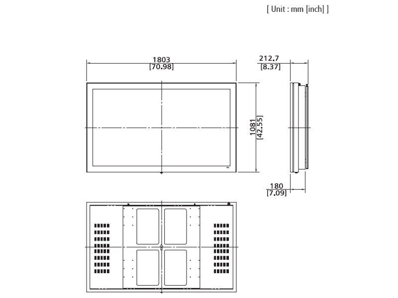 Hyundai Q757MSG Outdoor Display Wandhalterung 75" FullHD Maße Hyundai Q757MSG Outdoor Display Wandhalterung 75" FullHD Maße