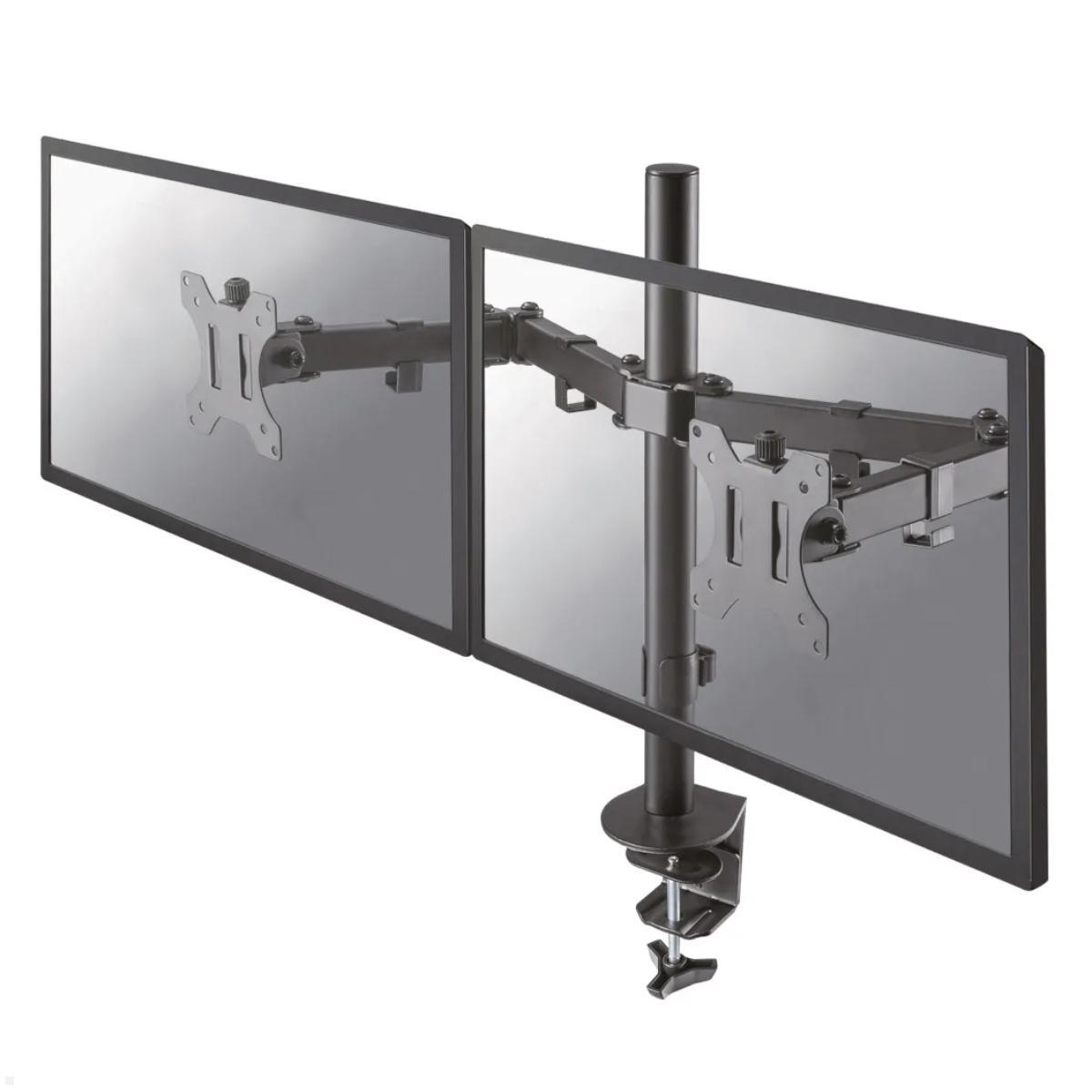 Dual-Monitorarm - Gelenkig - für Bildschirme 12 bis 24 (13,6kg) -  Verstellbarer VESA-Monitor Halterung - Tischklemme oder Tischlochmontage -  Schwarz