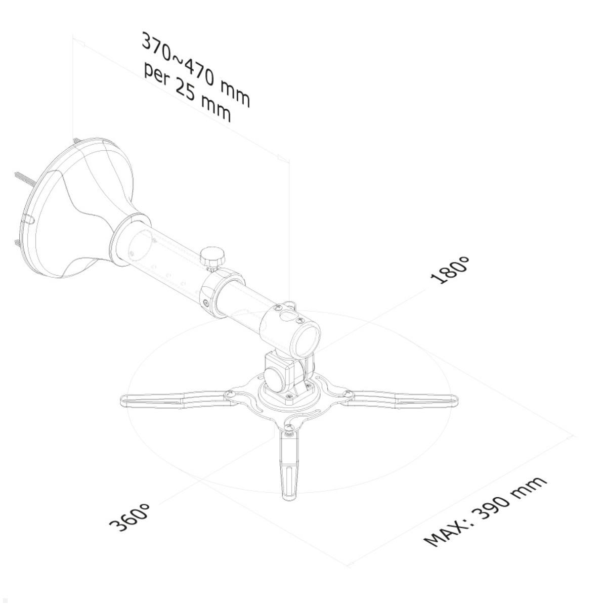 Neomounts BEAMER-W050 Wandhalterung, silber technische Zeichnung  Neomounts BEAMER-W050 Wandhalterung, silber technische Zeichnung