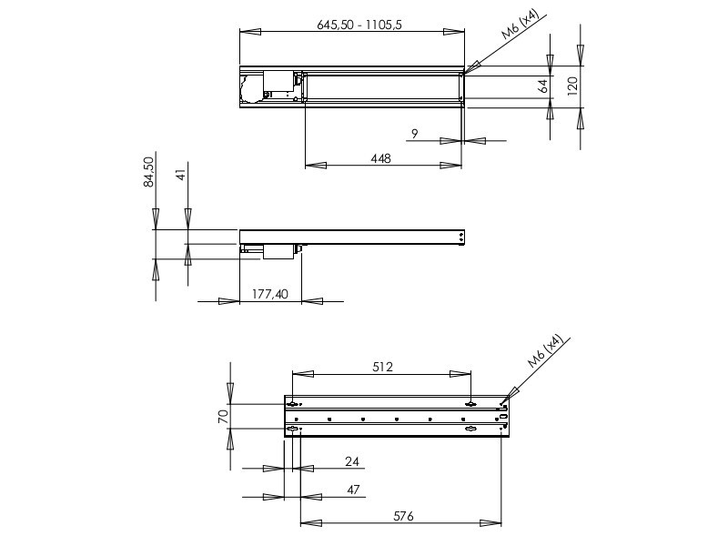 VENSET TS460A elektrischer Einbau Decken TV Lift, 460mm Hub Maße