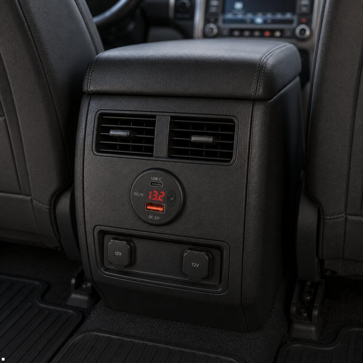 Comount Dual USB-Einbaucharger mit USB-A/C, LED-Anzeige und Taster, Einbaucharger Wohnmobil Boot