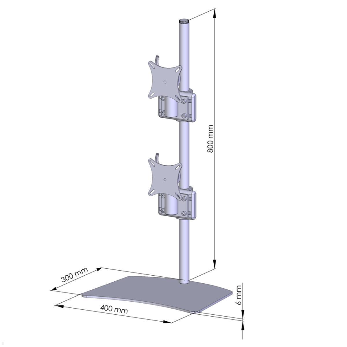 MonLines MTH250G Monitorhalter Standfuß für 2 Curved Monitore übereinander bis 57 Zoll, grau technische Zeichnung