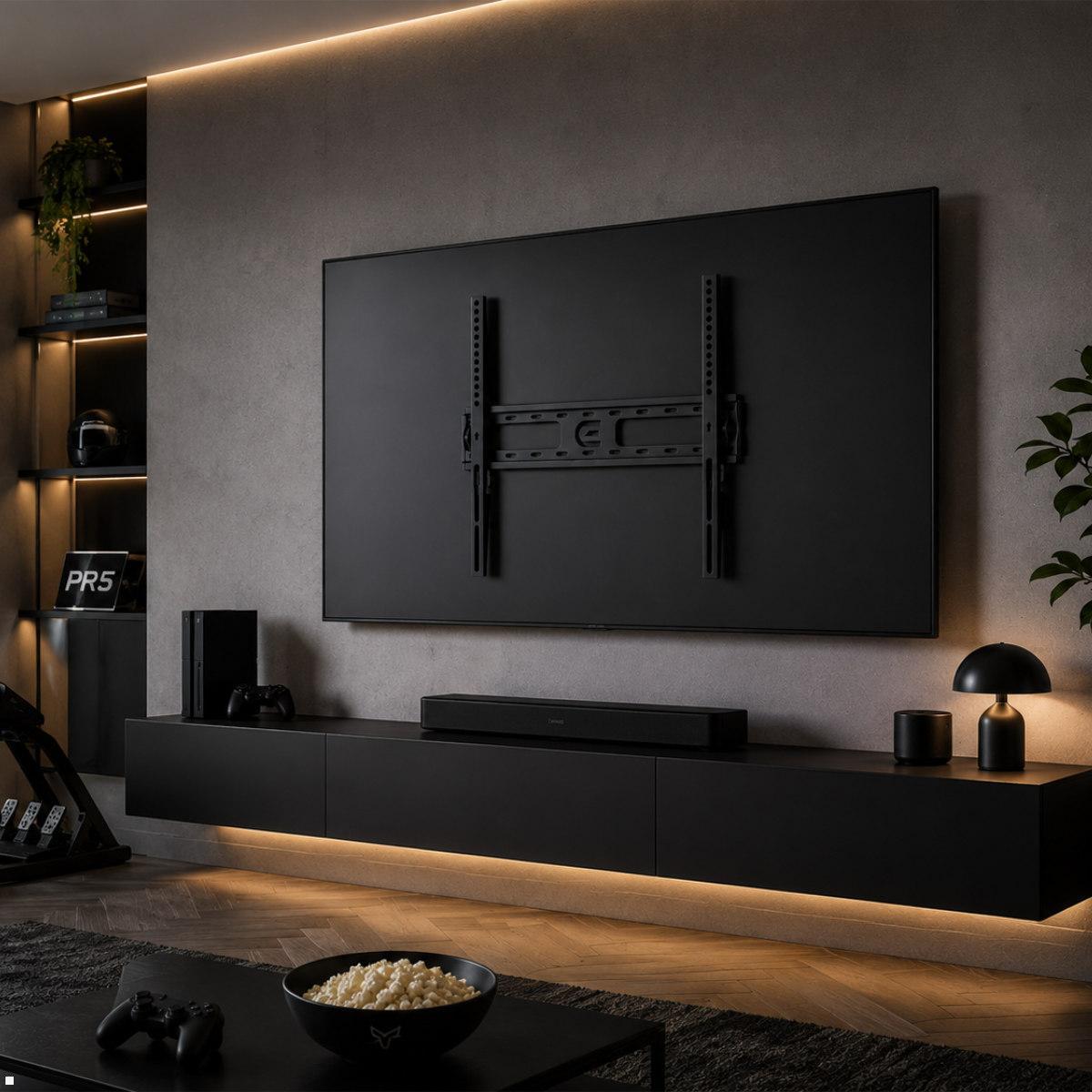 Edbak FSM6040-F starre TV Wandhalterung 32 bis 75 Zoll, schwarz, starre Wandhalterung