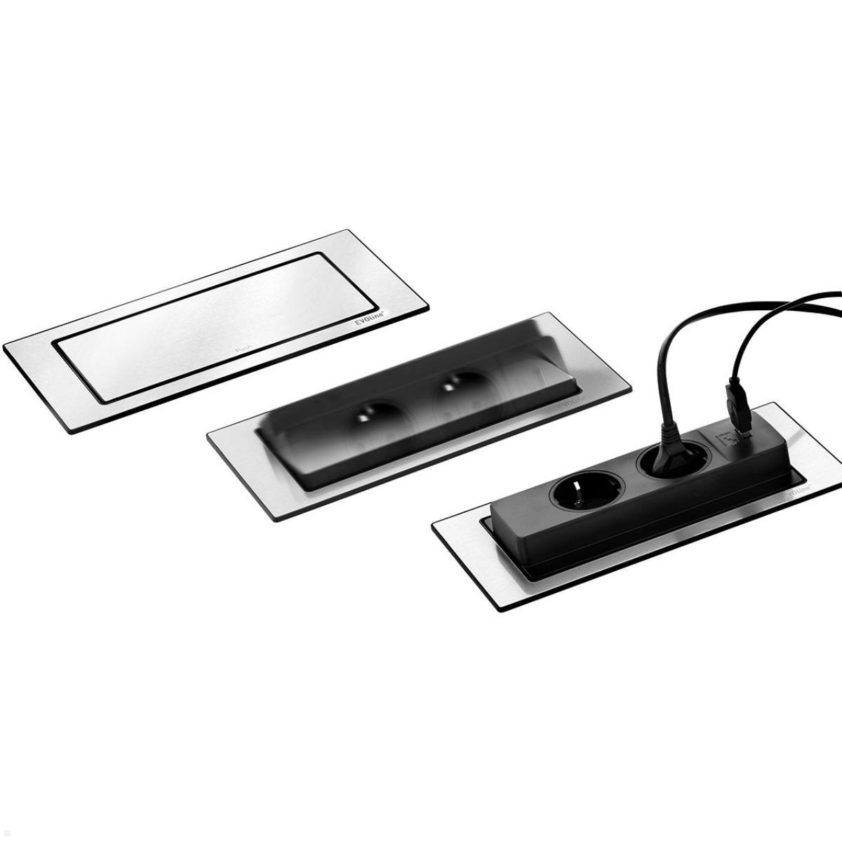 EVOLine BackFlip mit PlugFix, 2x Steckdose mit USB-C Charger, Aufklappbar