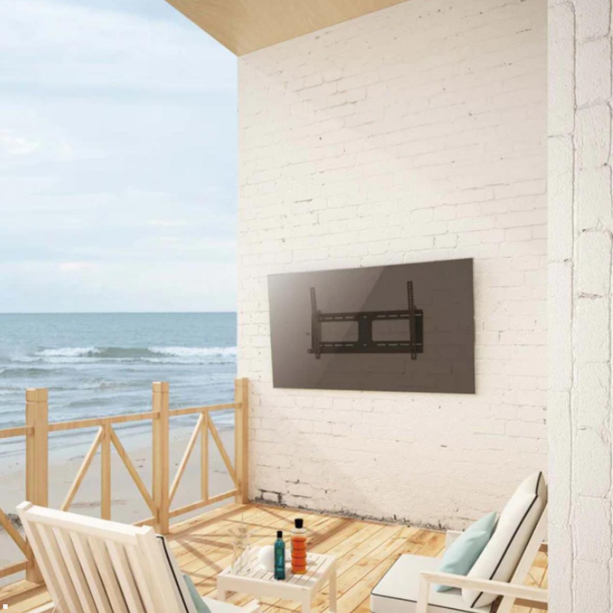 MonLines MWH036B flache Outdoor TV Wandhalterung 37-86 Zoll, diebstahlsicher – Seitenansicht