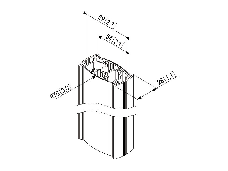Vogels PUC 2330 Connect-it Rohr 300cm Zeichnung