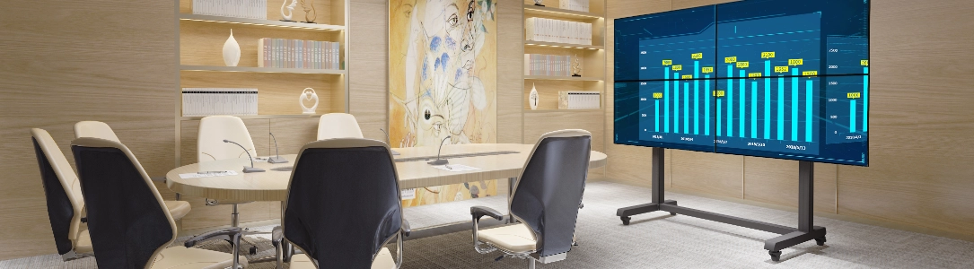 Bodenständer für Messe / Konferenz für 37-49 Zoll Monitore, Monitorhalter