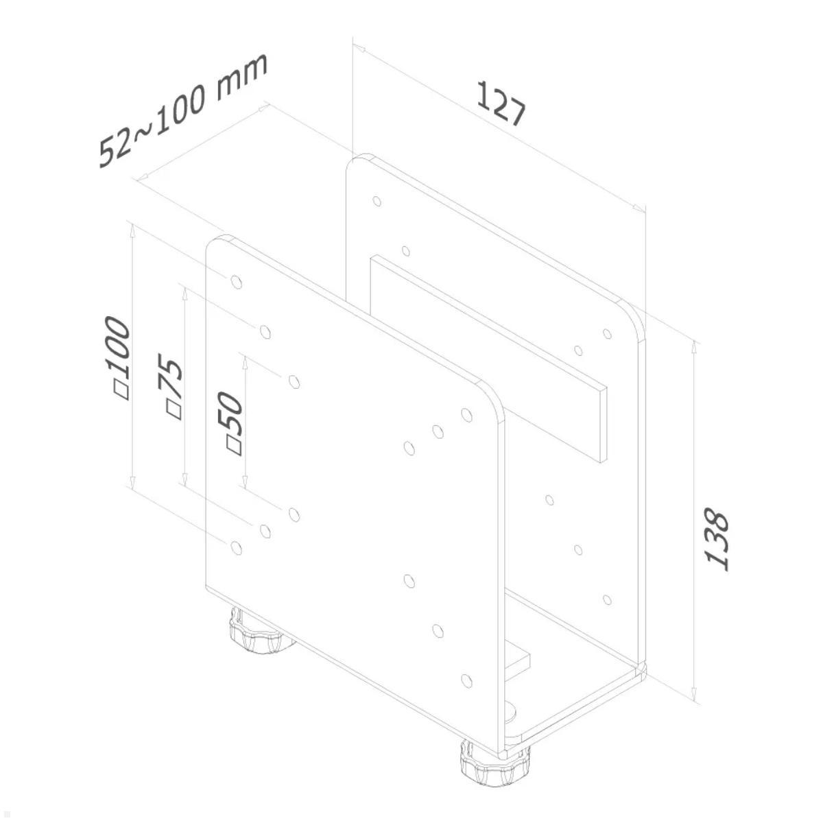 Neomounts THINCLIENT-20 Thin Client PC Halterung VESA, technische Zeichnung Neomounts THINCLIENT-20 Thin Client PC Halterung VESA, technische Zeichnung