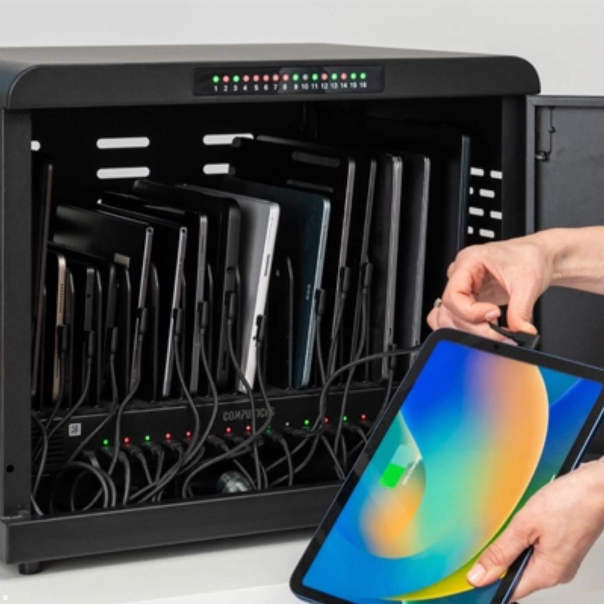 Compulocks Laptop / Tablet Ladeschrank abschließbar für 16x 15,6 Zoll Geräte, anschließen und reinlegen Compulocks Laptop / Tablet Ladeschrank abschließbar für 16x 15,6 Zoll Geräte, anschließen und reinlegen