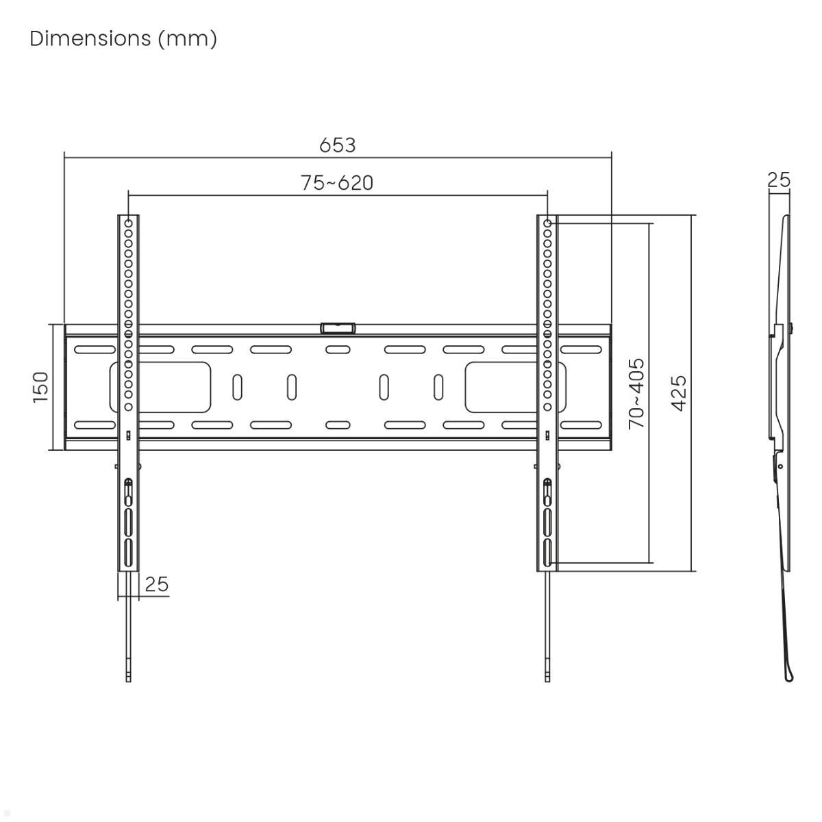 MonLines MWH045B Outdoor TV Wandhalterung 37-86 Zoll bis 50kg, Wandplatte Befestigung