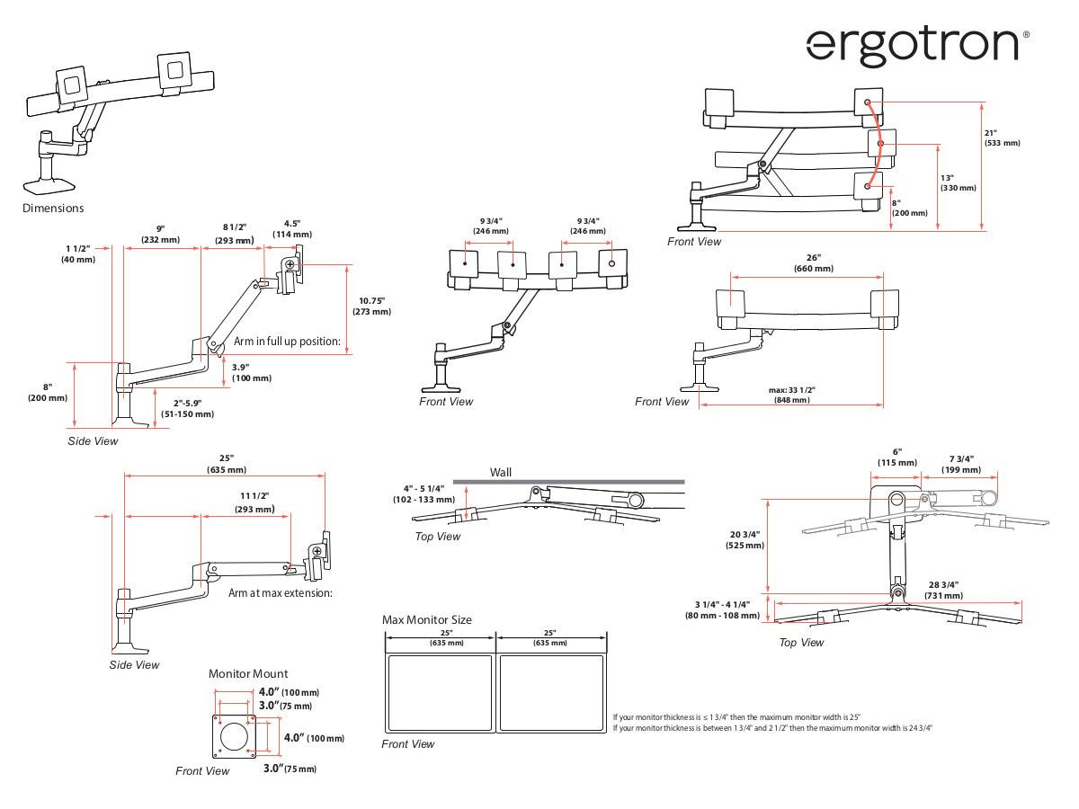 Ergotron LX Dual Tisch Monitorhalterung für USM Tisch, schwarz (46-490-225) technische Zeichnung Ergotron LX Dual Tisch Monitorhalterung für USM Tisch, schwarz (46-490-225) technische Zeichnung