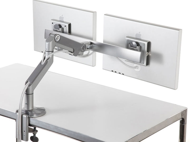 Humanscale M8 Dual Monitor Tischhalterung (Tischklemme) Crossbar silber/grau Rückseite