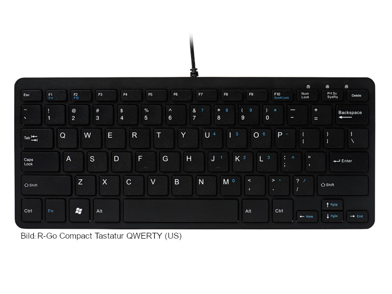 R-Go Compact Tastatur QWERTZ (DE) drahtgebunden RGOECQZB, schwarz