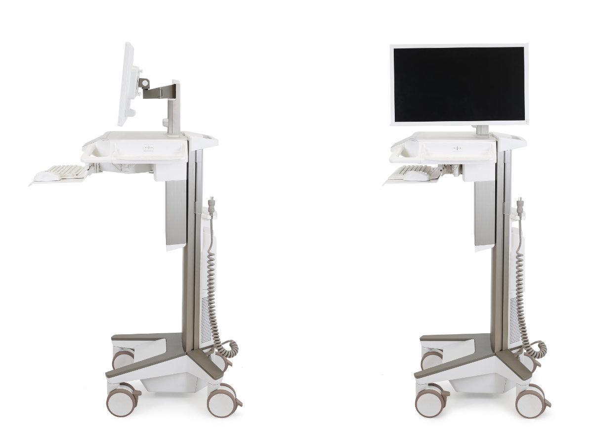 Ergotron CareFit Pro Visitenwagen elektrisch höhenverstellbar (C52-2201-2) mit / ohne Monitor Seitenansicht Ergotron CareFit Pro Visitenwagen elektrisch höhenverstellbar (C52-2201-2) mit / ohne Monitor Seitenansicht