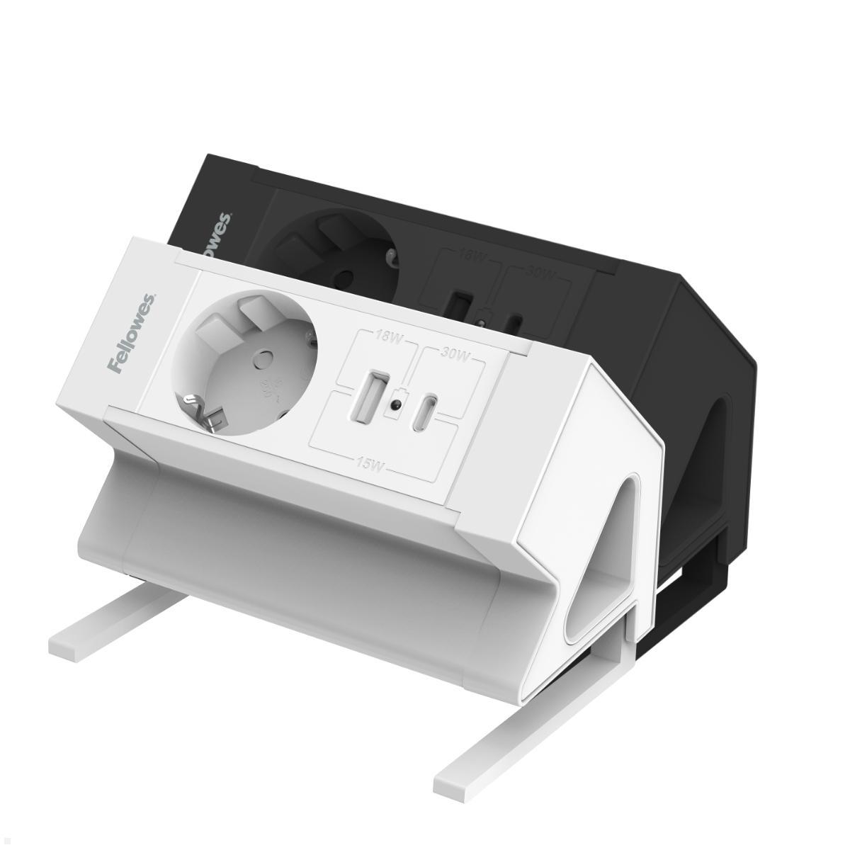 Fellowes Power Desk Up 2.0 Tischsteckdose mit USB-A und USB-C Charger, Farbauswahl
