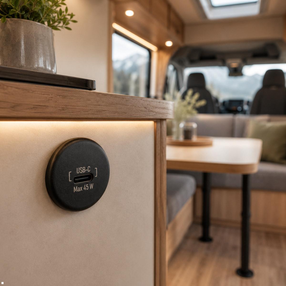 Comount USB-C Einbaucharger PD 45W mit offenen Kabelenden, Einbaucharger 12-24V