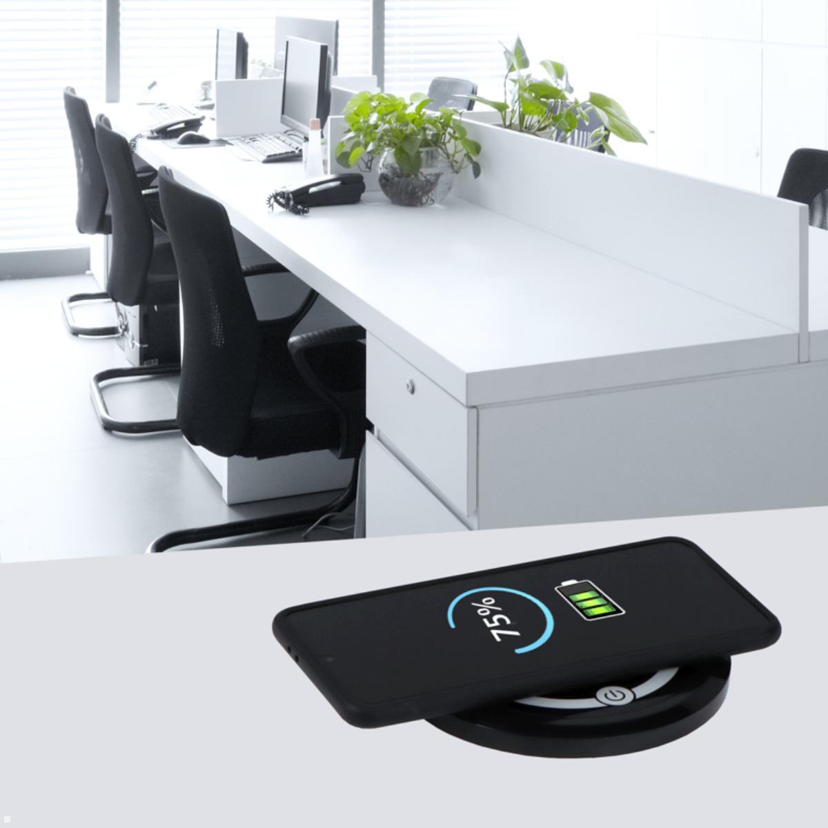 TecLines TVS006B versenkbare 3-fach Steckdosenleiste mit USB A/C, Qi, schwarz, Handy laden