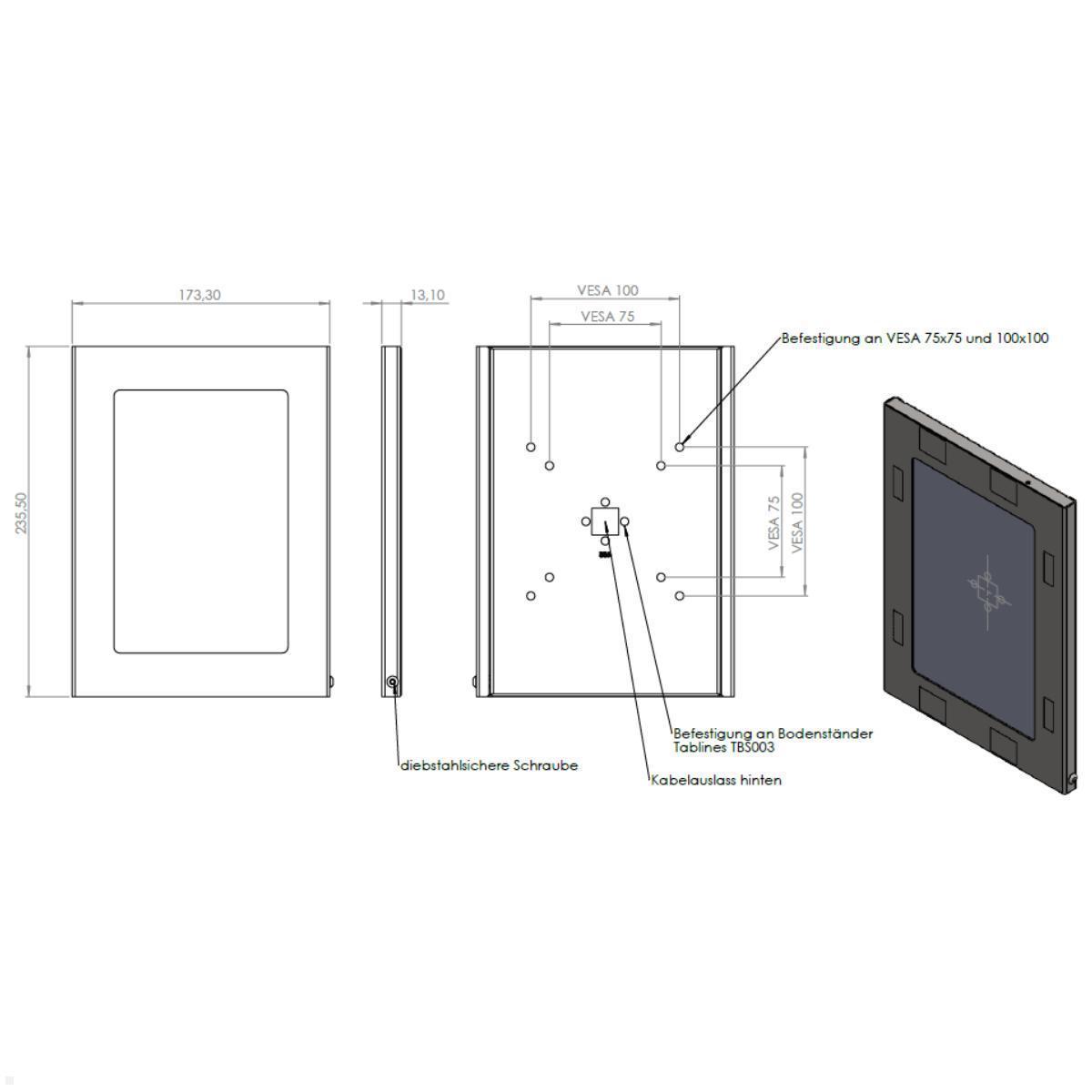 TabLines tsg110 Schutzgehäuse für Apple iPad Mini 7 (A17 Pro), skizze