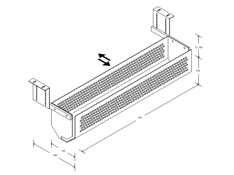 Dataflex Addit 34152 ausziehbares Kabelfach Zeichnung