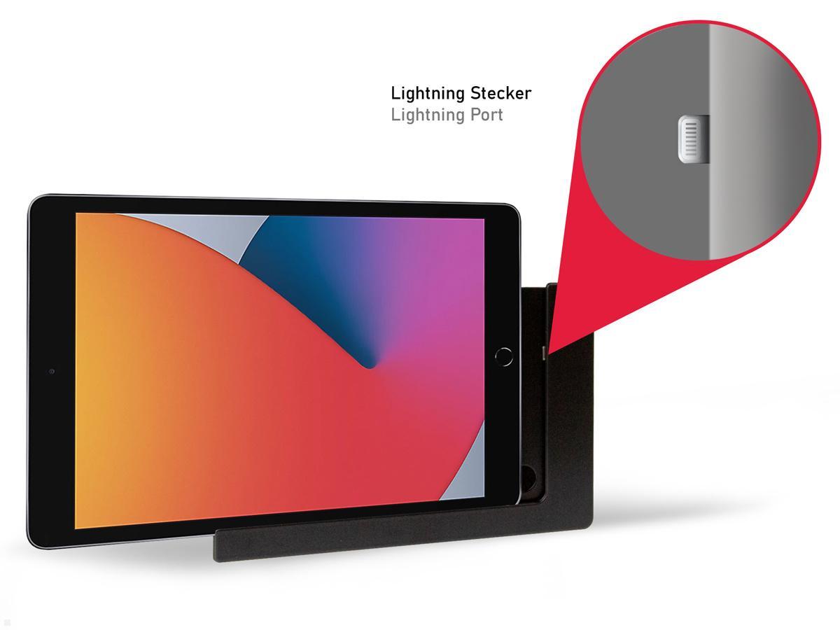 TabLines TWP004B Wandhalterung für iPad 10.2 (7./8. Gen.), schwarz, Ladefunktion TabLines TWP004B Wandhalterung für iPad 10.2 (7./8. Gen.), schwarz, Ladefunktion